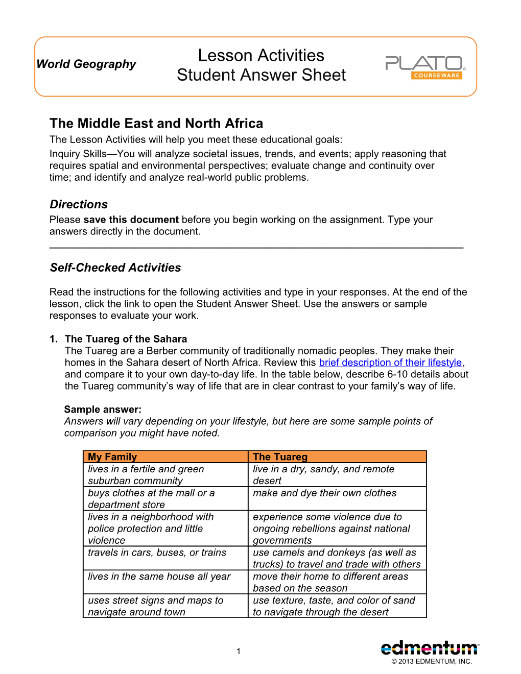 The Middle East and North Africa