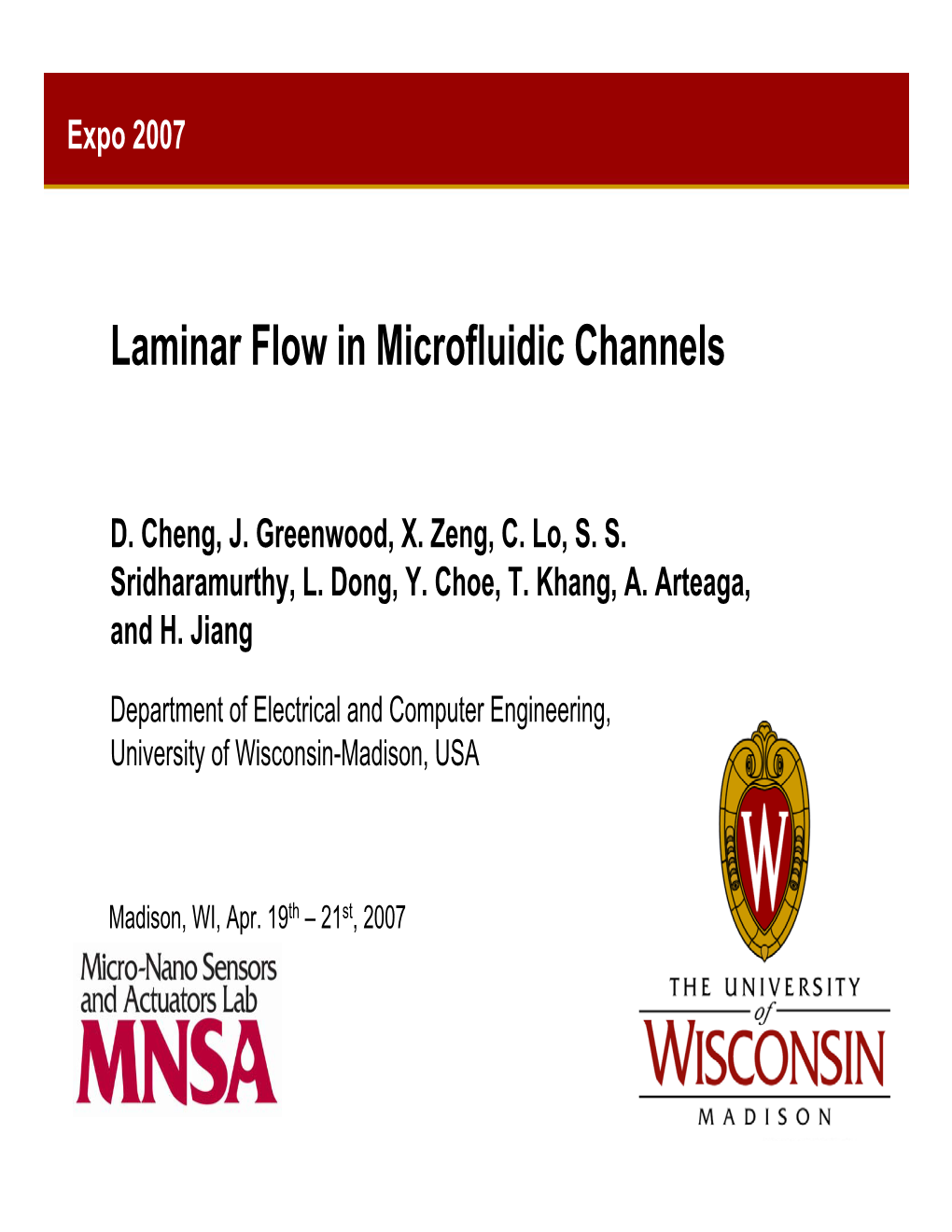 Laminar Flow in Microfluidic Channels