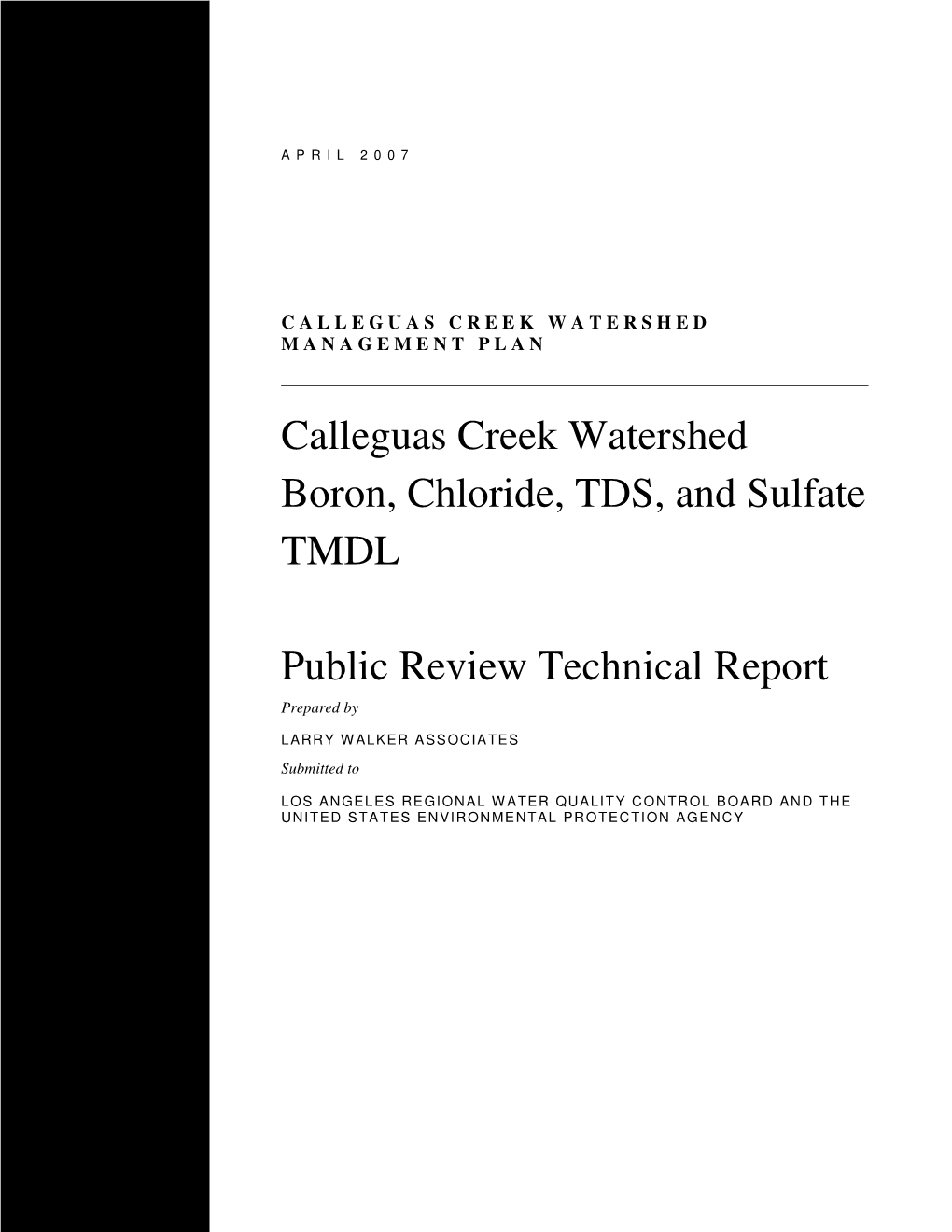 Calleguas Creek Watershed Boron, Chloride, TDS, and Sulfate TMDL