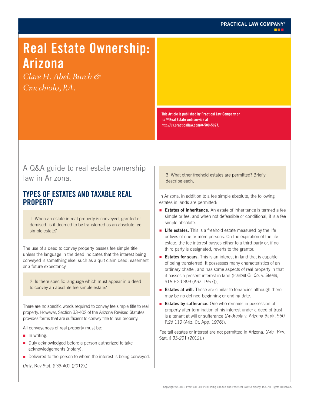 Real Estate Ownership: Arizona Clare H