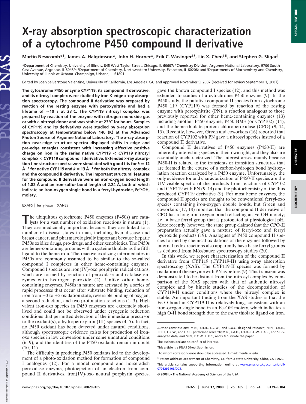 X-Ray Absorption Spectroscopic Characterization of a Cytochrome