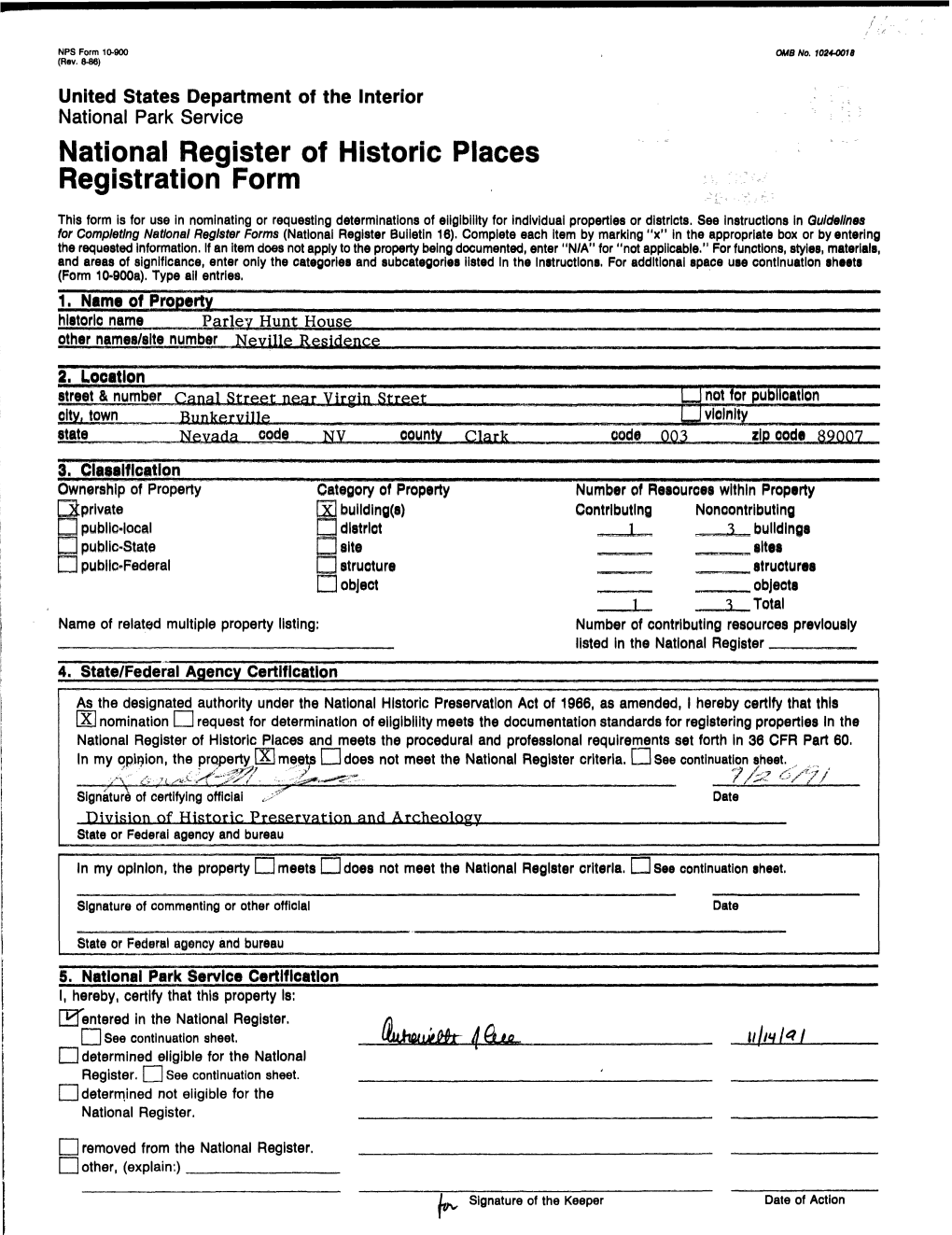 National Register of Historic Places Continuation Sheet