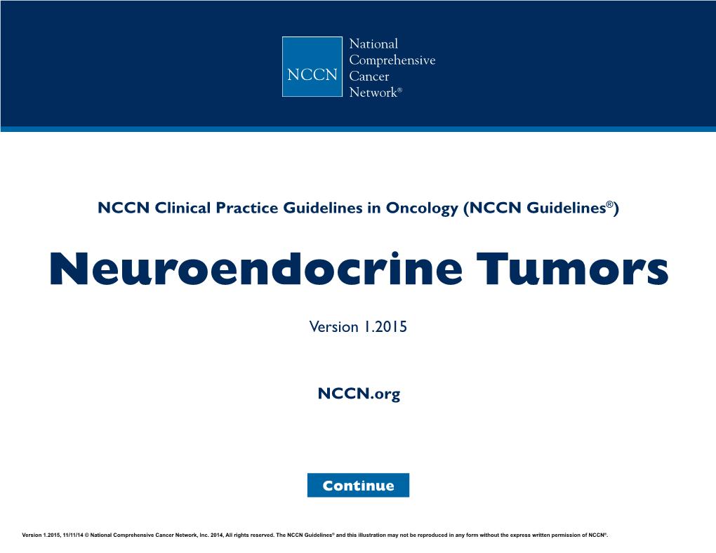 (NCCN Guidelines®) Neuroendocrine Tumors