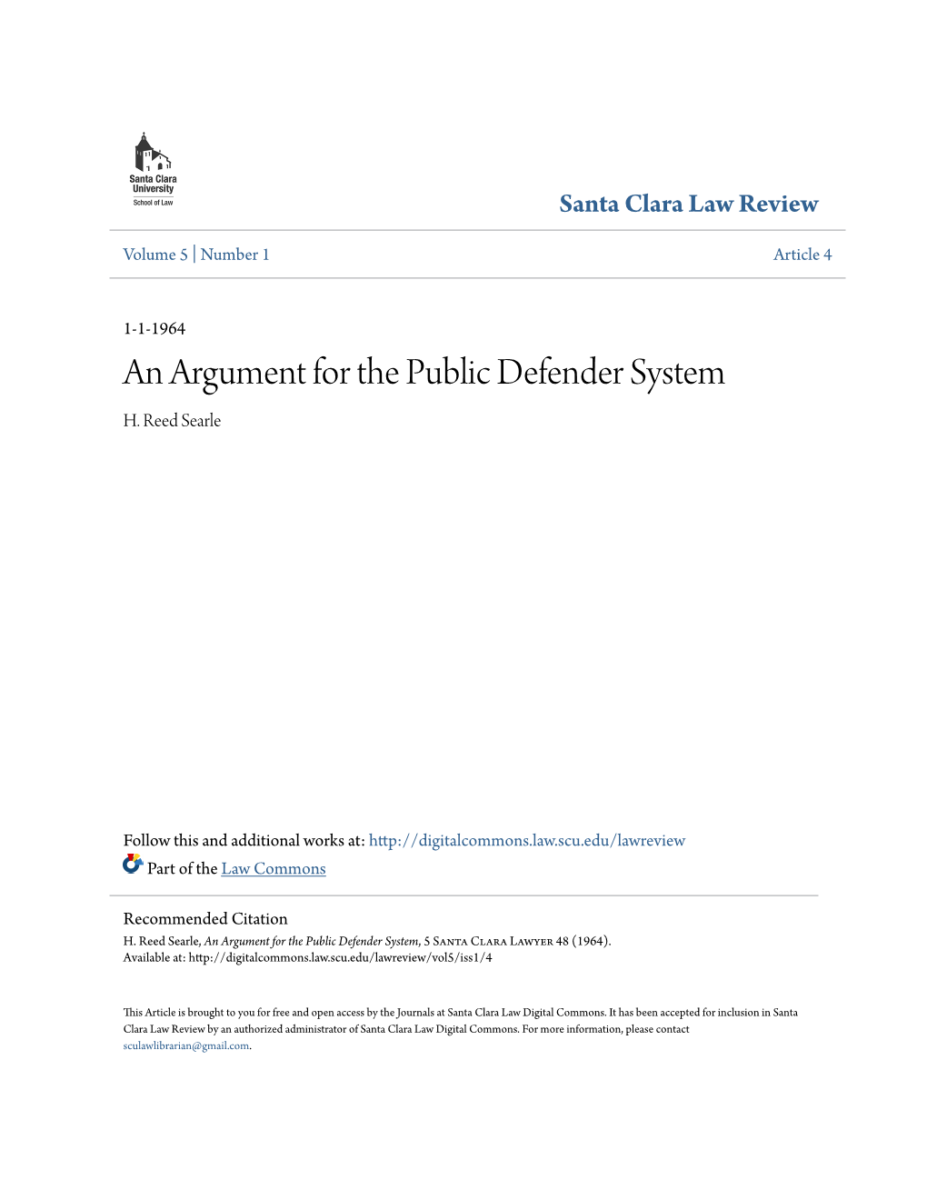 An Argument for the Public Defender System H