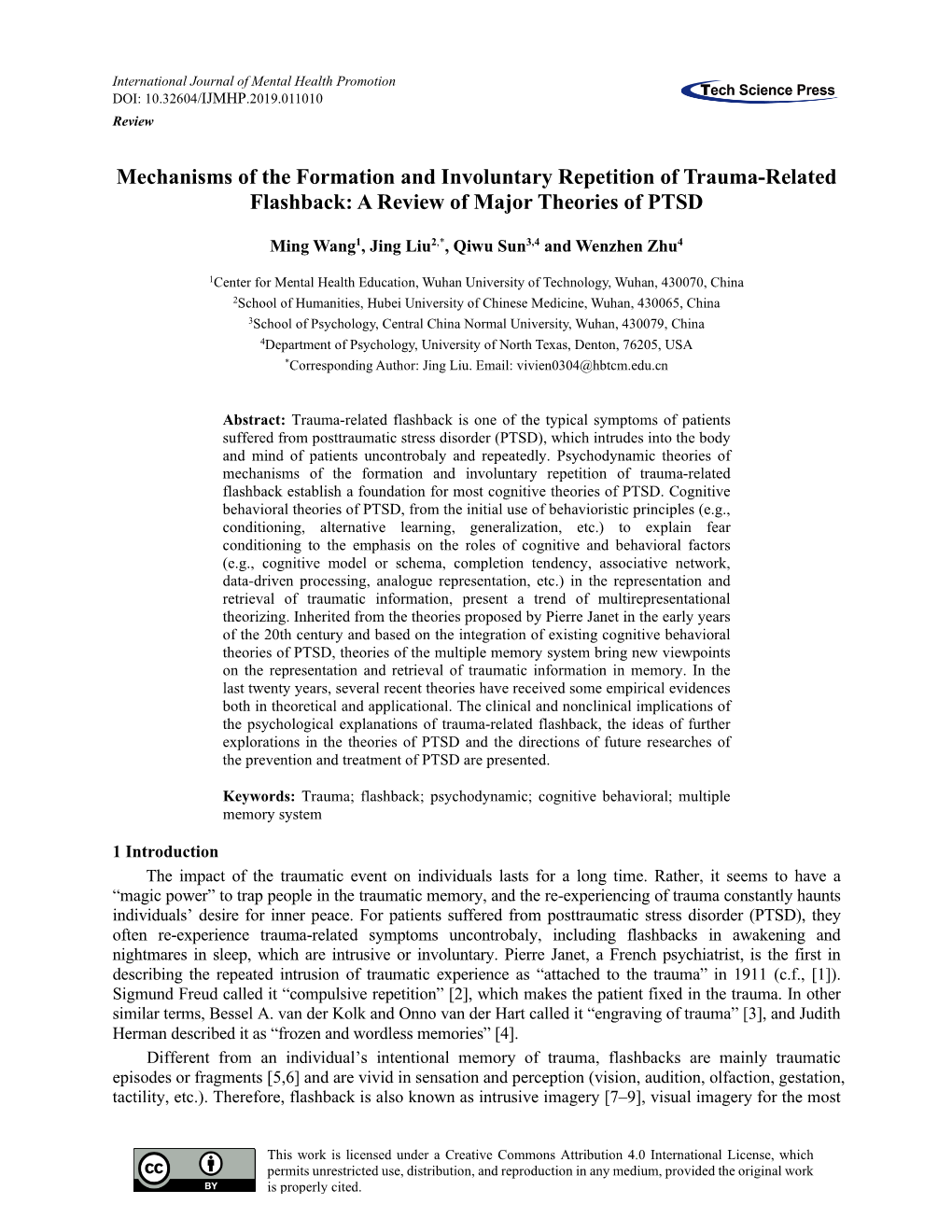 Mechanisms of the Formation and Involuntary Repetition of Trauma-Related Flashback: a Review of Major Theories of PTSD