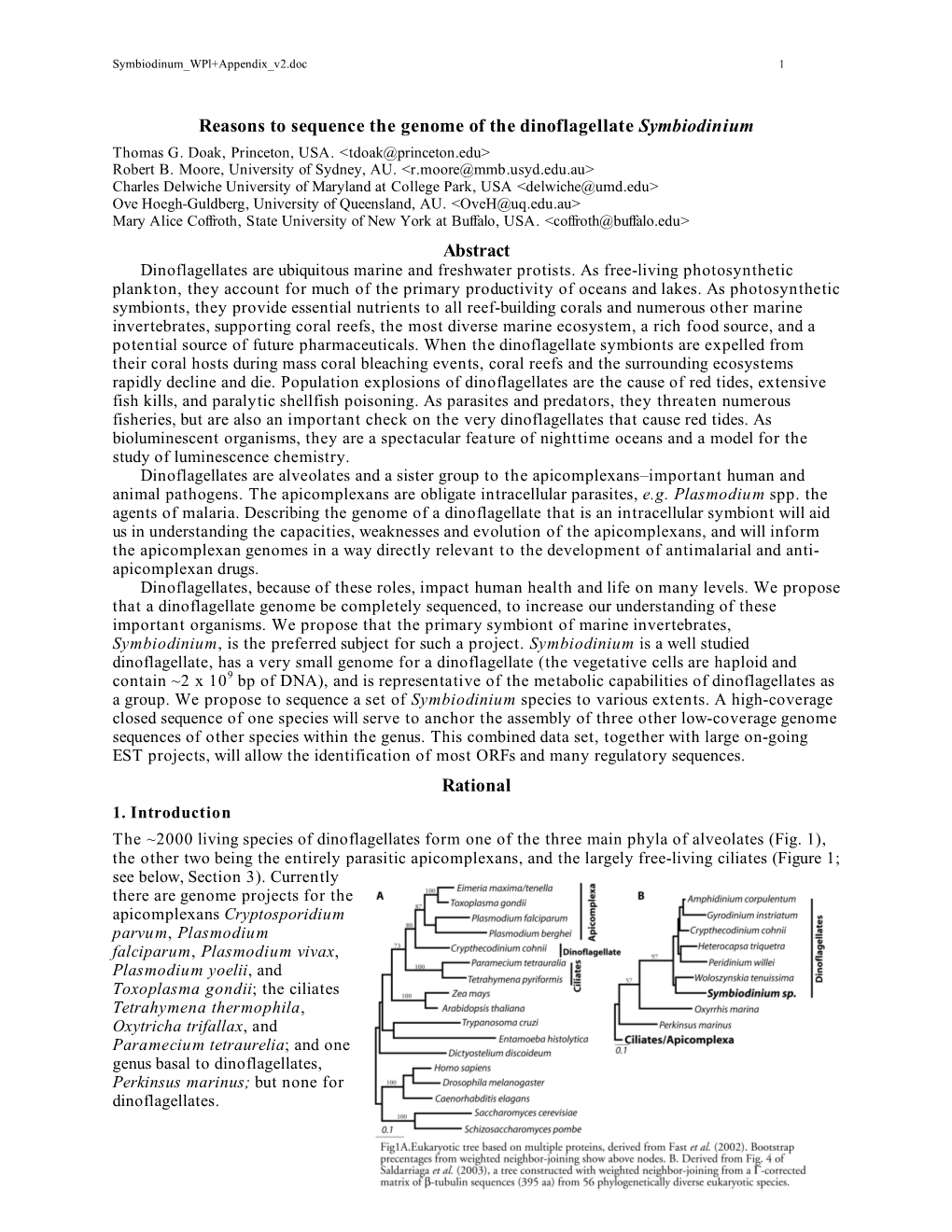 Reasons to Sequence the Genome of the Dinoflagellate Symbiodinium Thomas G