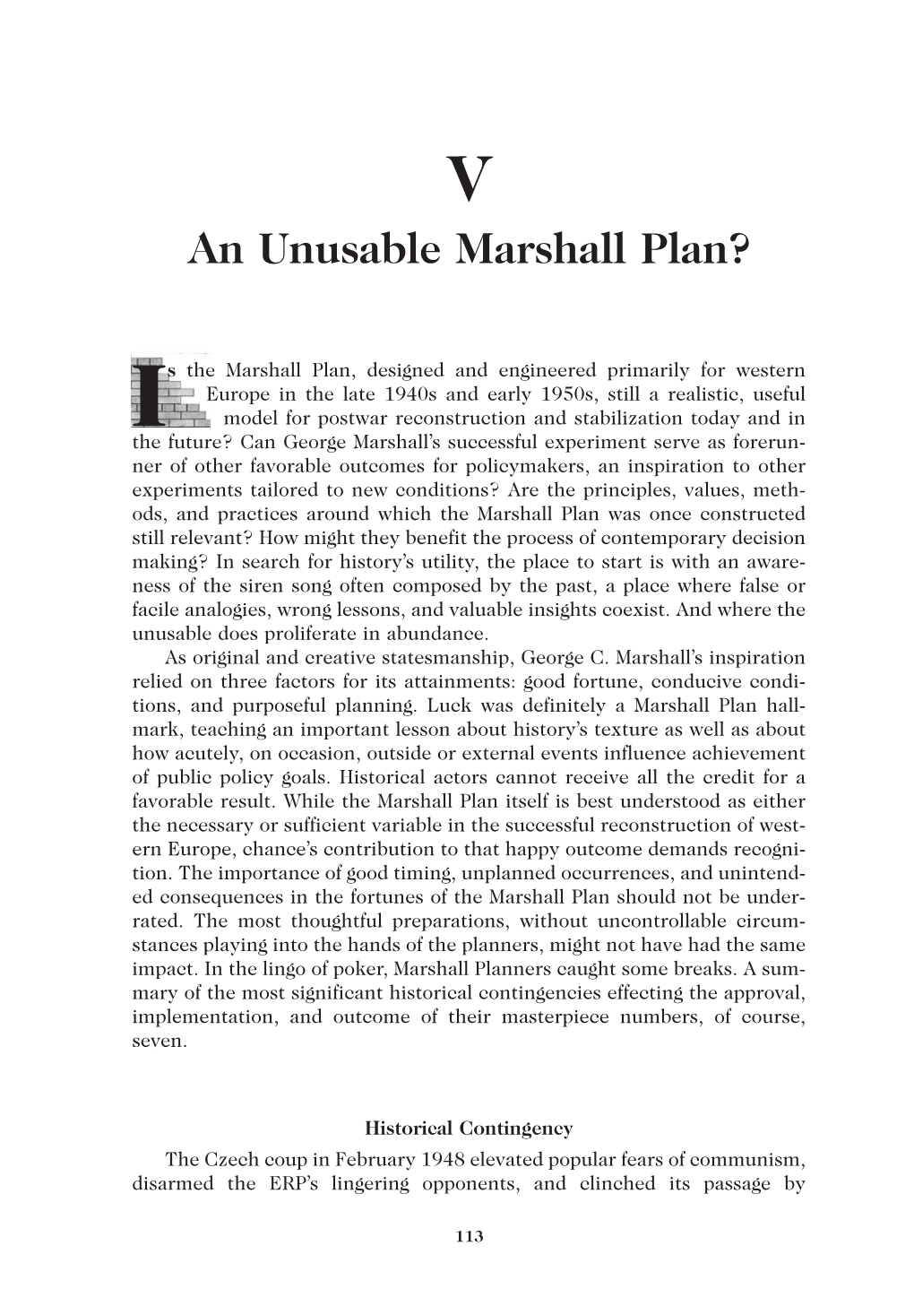 An Unusable Marshall Plan?