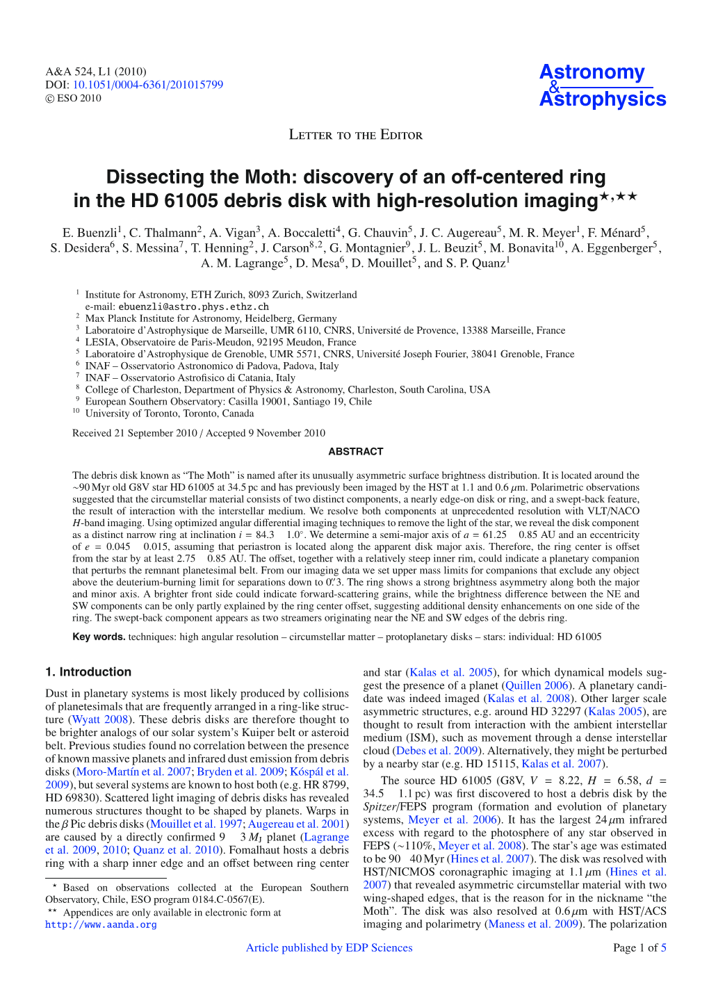 Dissecting the Moth: Discovery of an Off-Centered Ring in the HD 61005 Debris Disk with High-Resolution Imaging�,