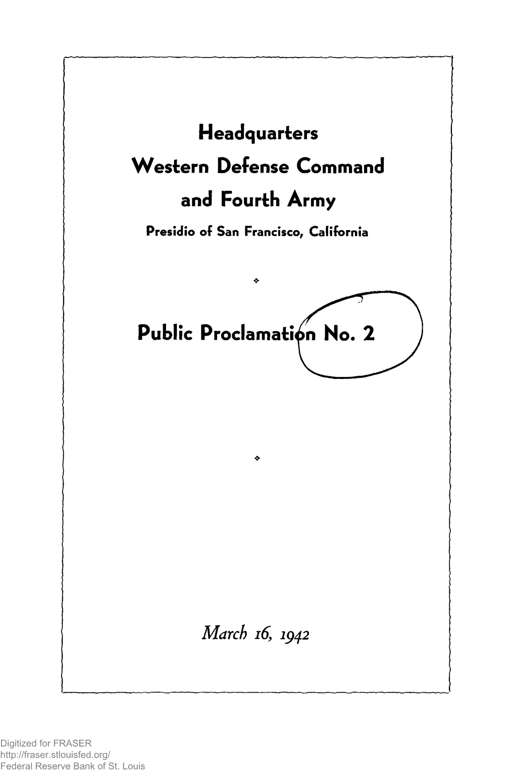 Public Proclamation No. 2