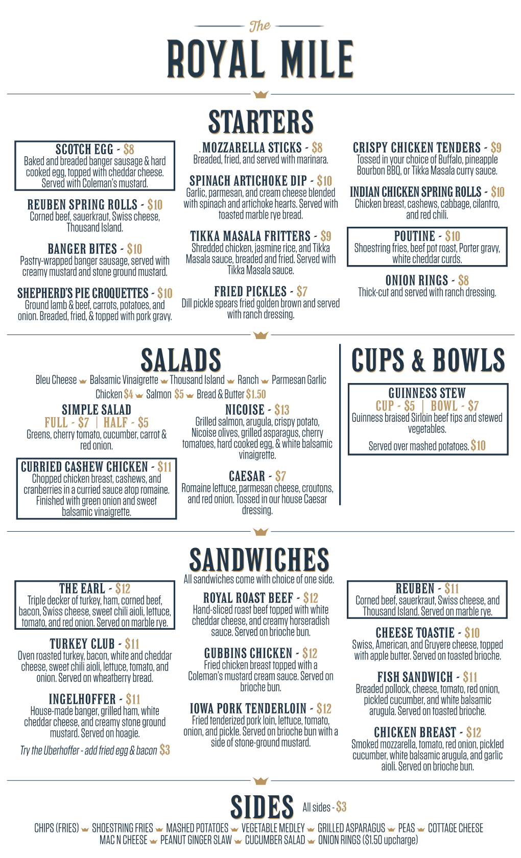 Starters Salads Sandwiches Cups & Bowls