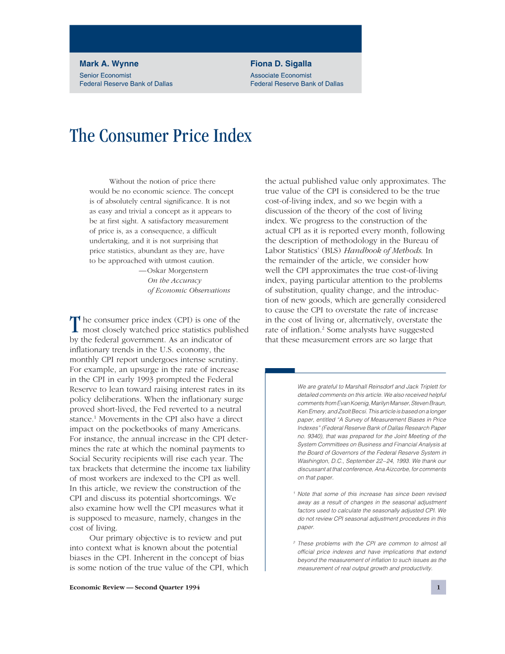 The Consumer Price Index