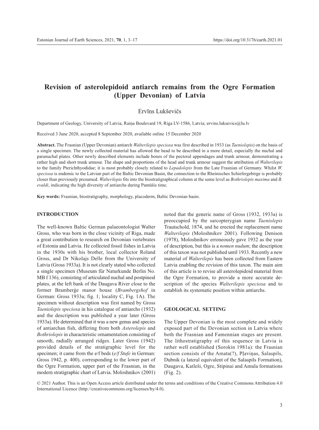 Revision of Asterolepidoid Antiarch Remains from the Ogre Formation (Upper Devonian) of Latvia