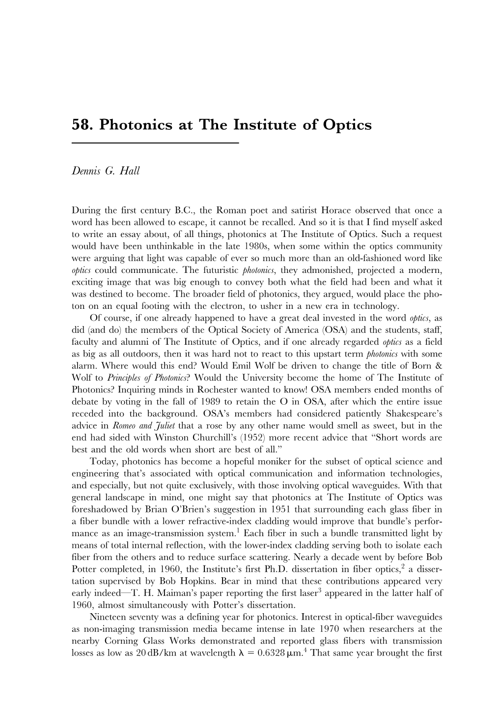 58. Photonics at the Institute of Optics