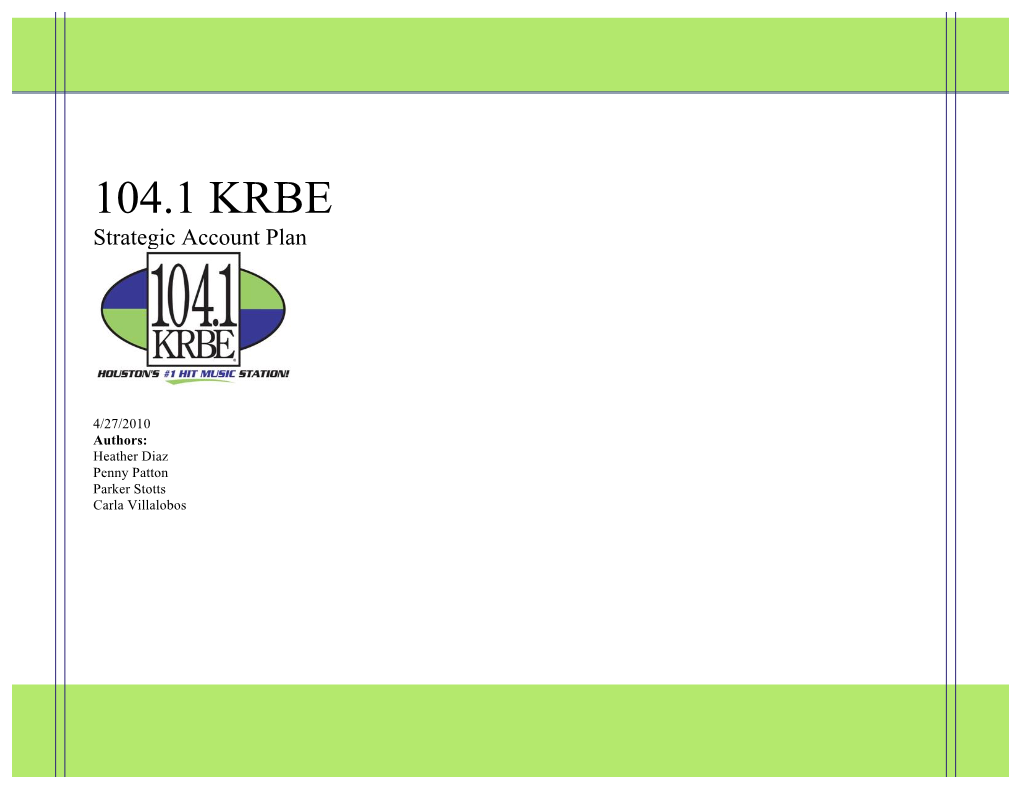 104.1 KRBE Strategic Account Plan