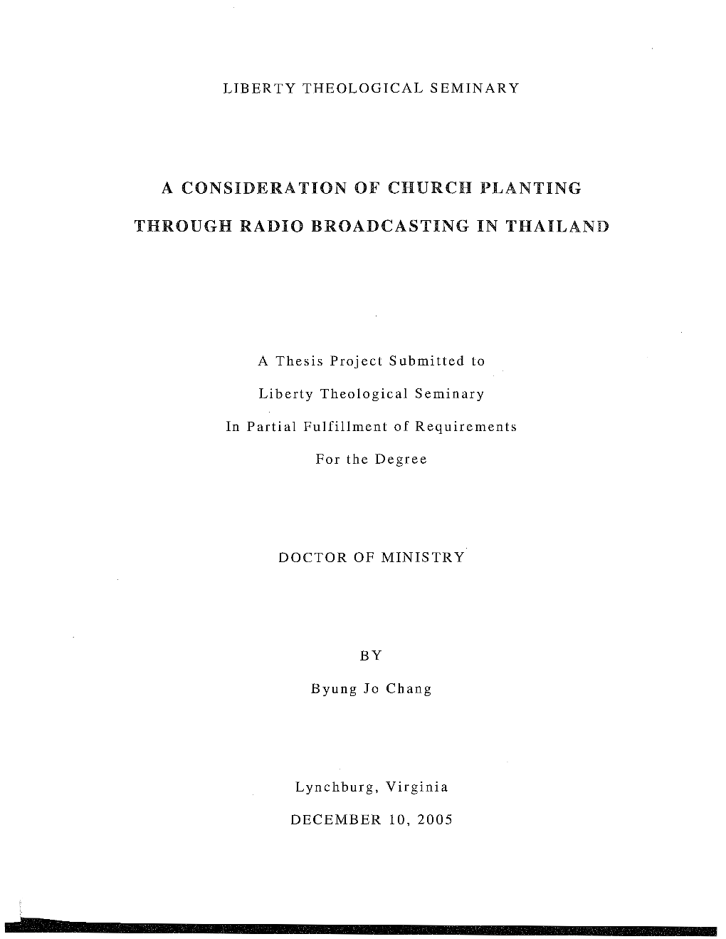 A Consideration of Church Planting Through Radio Broadcasting in Thailand