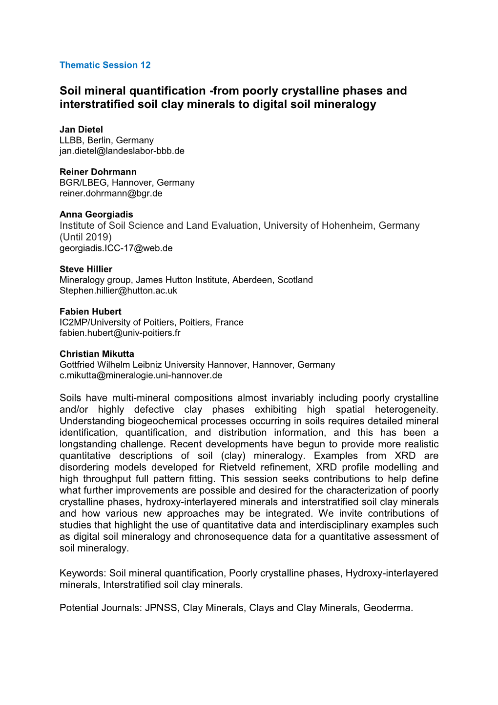 Soil Mineral Quantification -From Poorly Crystalline Phases and Interstratified Soil Clay Minerals to Digital Soil Mineralogy