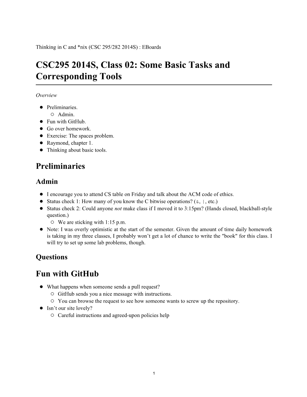 Some Basic Tasks and Corresponding Tools †Eboards, CSC 295