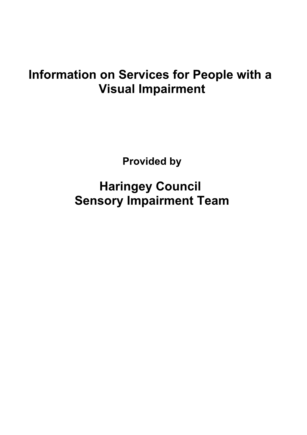 Information on Services for People with A