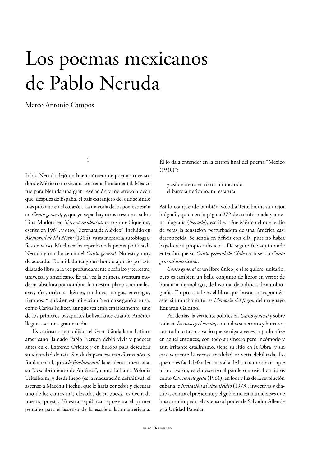 Los Poemas Mexicanos De Pablo Neruda Marco Antonio Campos