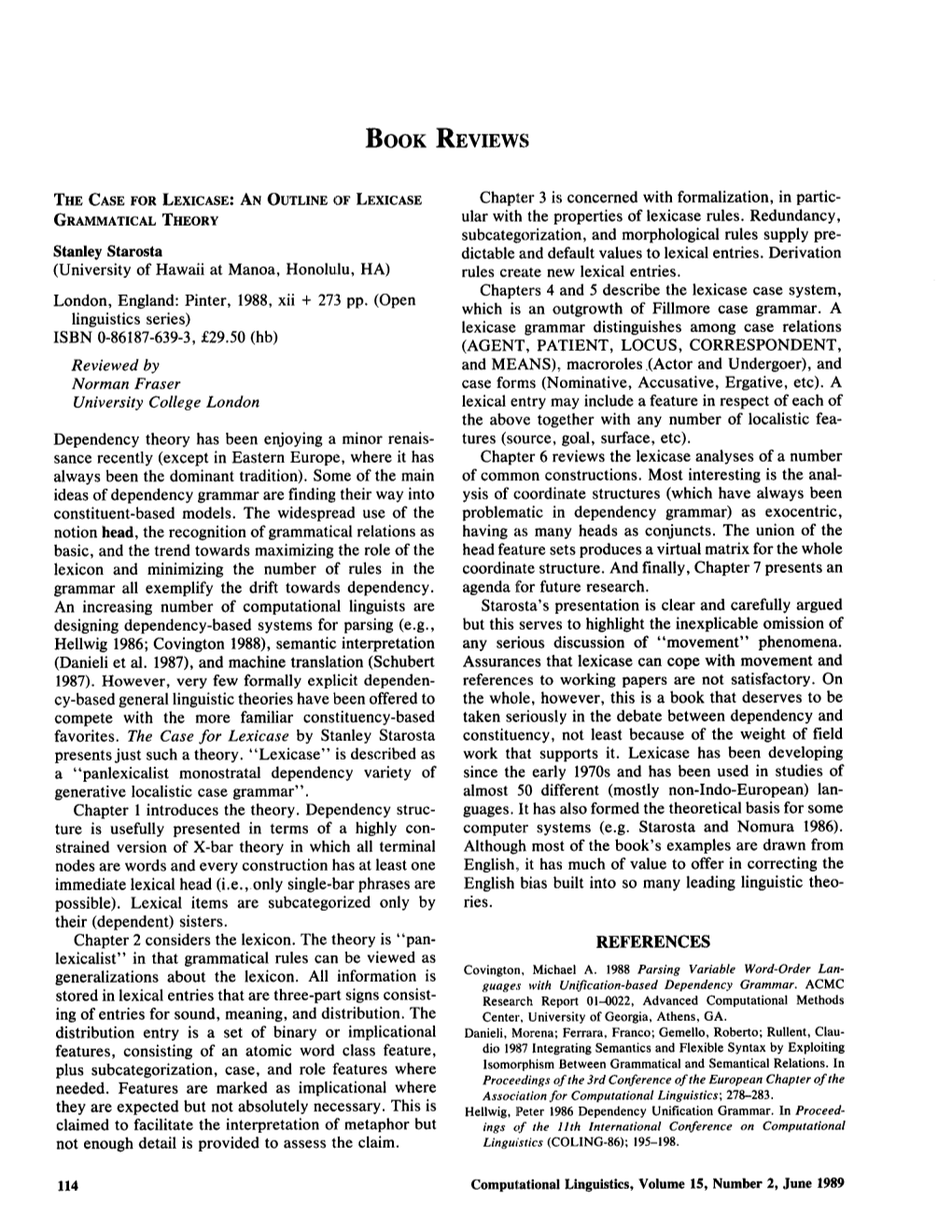 An Outline of Lexicase Grammatical Theory