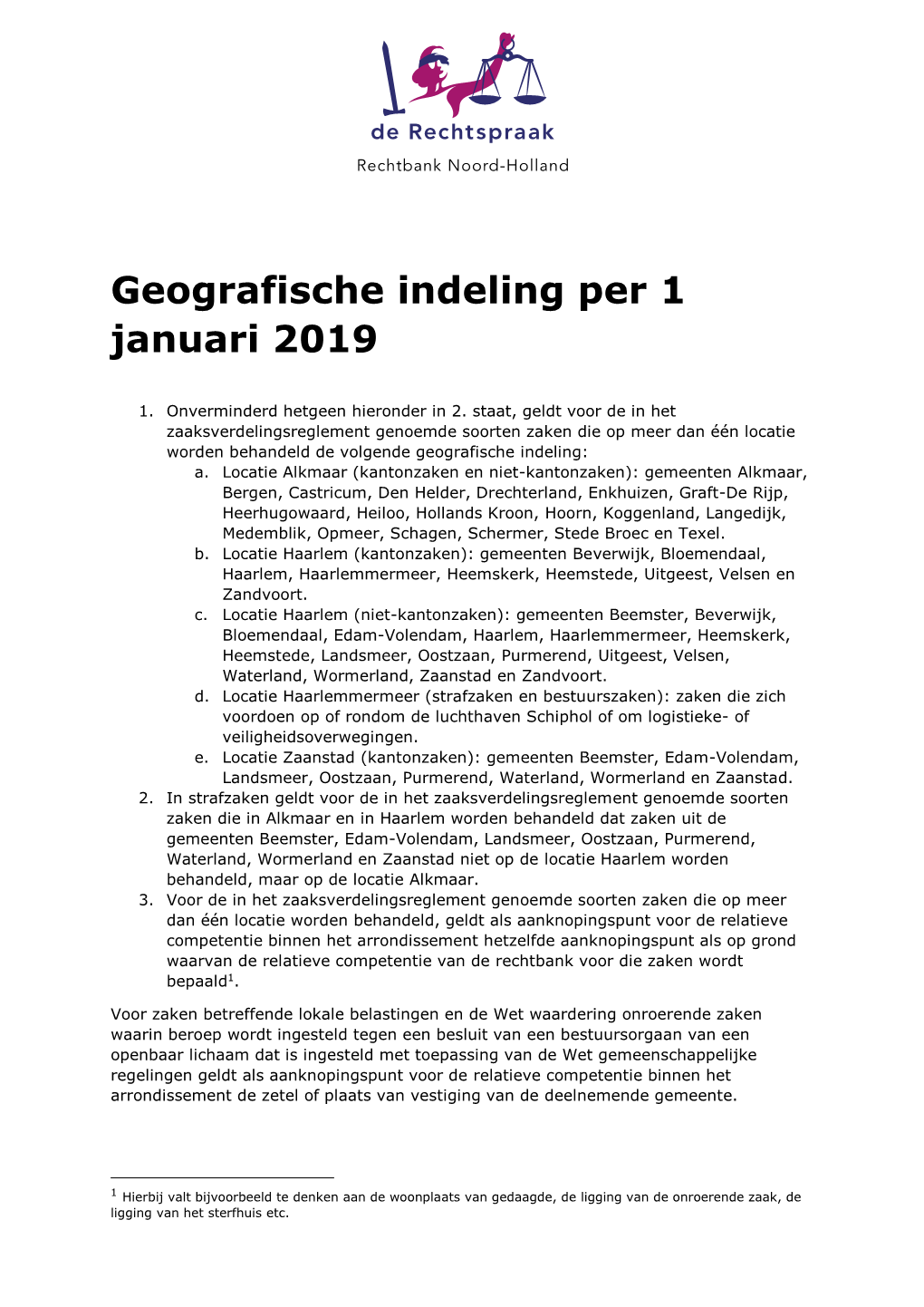 Geografische Indeling Per 1 Januari 2019