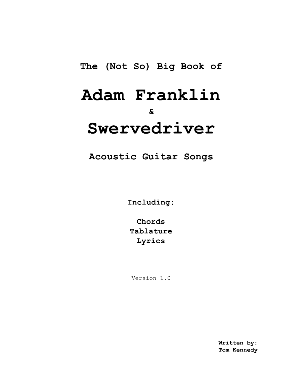 Adam Franklin's Acoustic Song Book.Doc