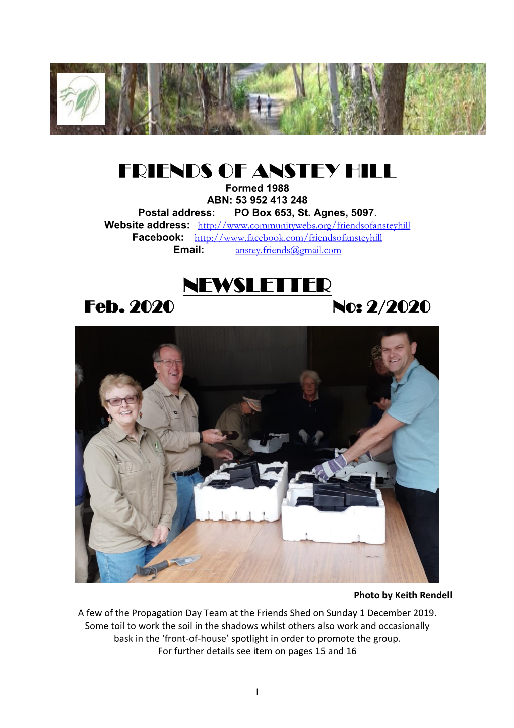 Friends of Anstey Hill Newsletter