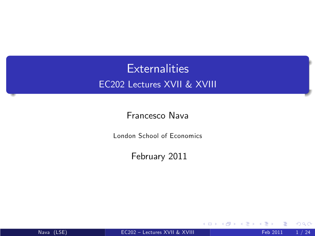 Externalities EC202 Lectures XVII & XVIII
