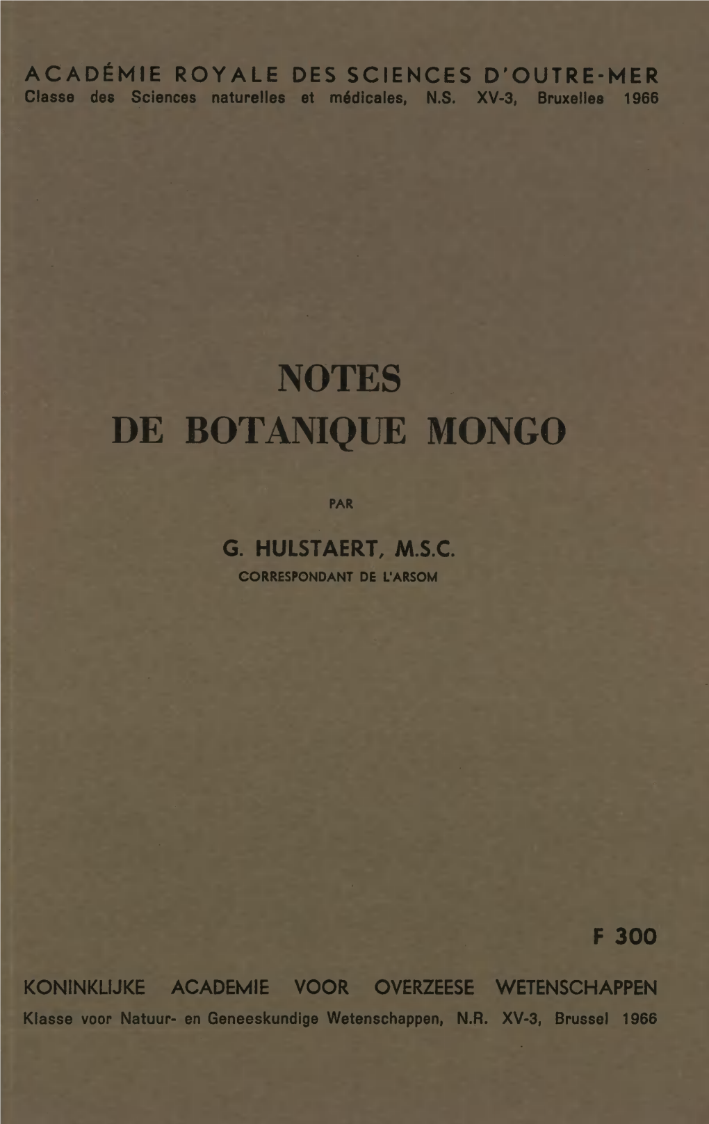 Notes De Botanique Mongo