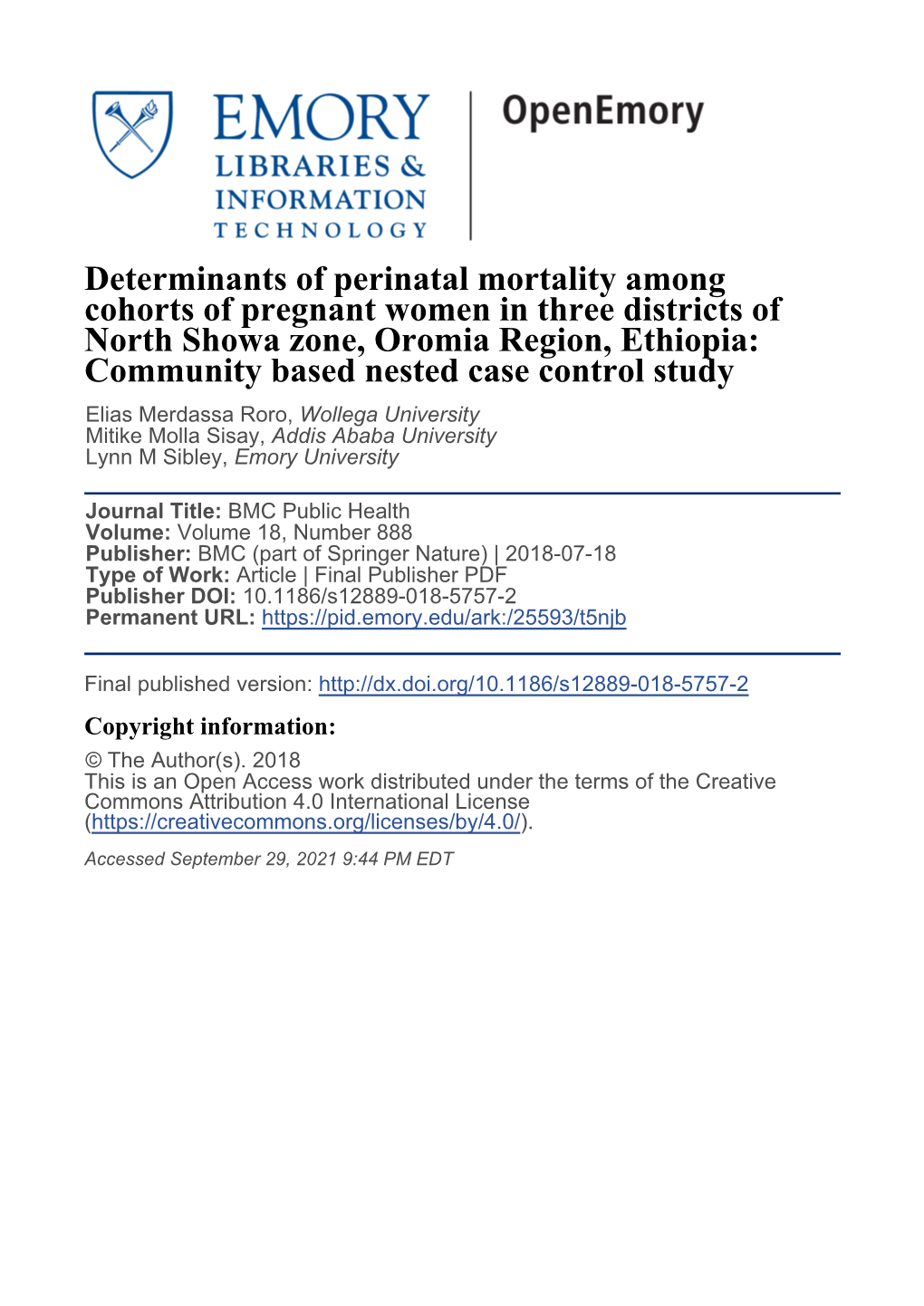 Determinants of Perinatal Mortality Among Cohorts
