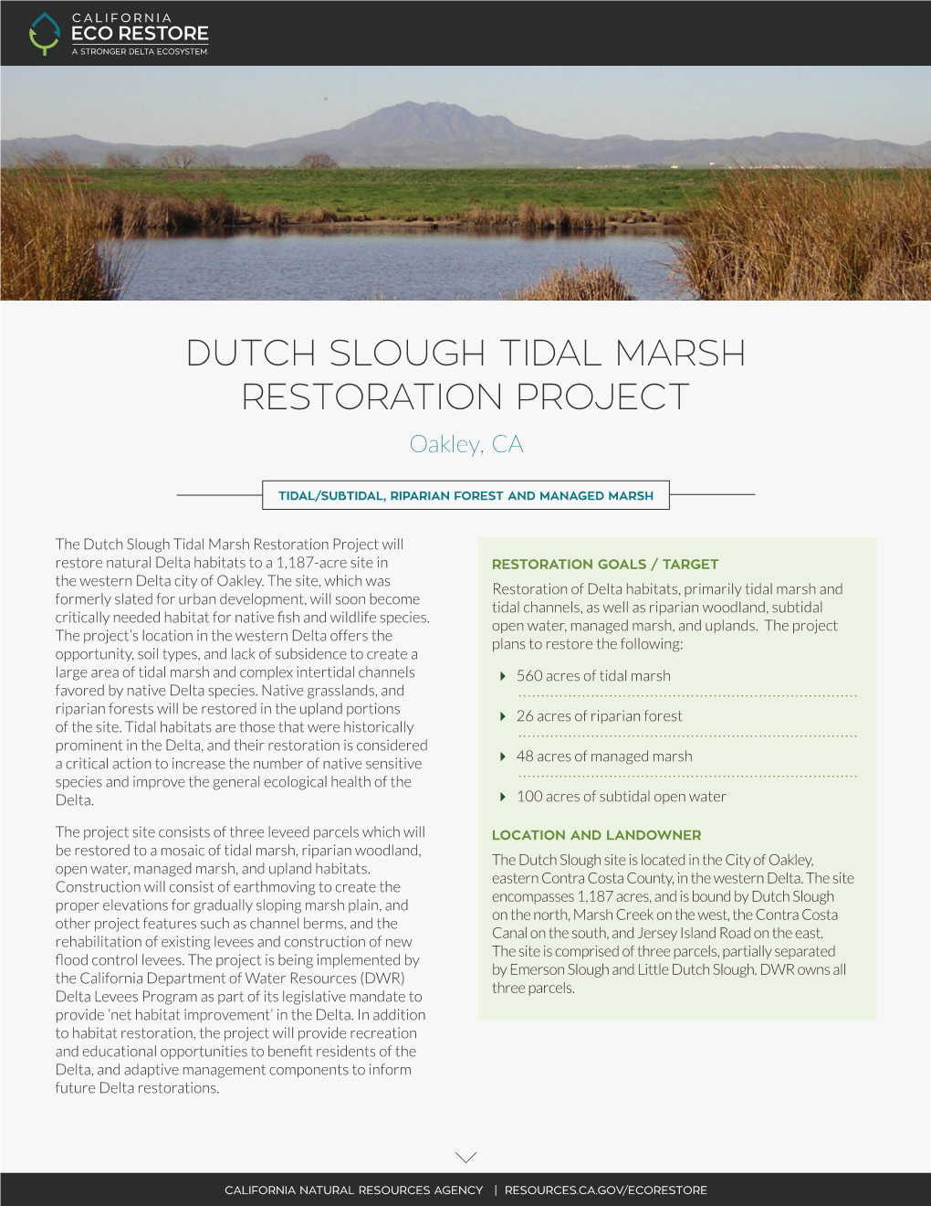 DUTCH SLOUGH TIDAL MARSH RESTORATION PROJECT Oakley, CA