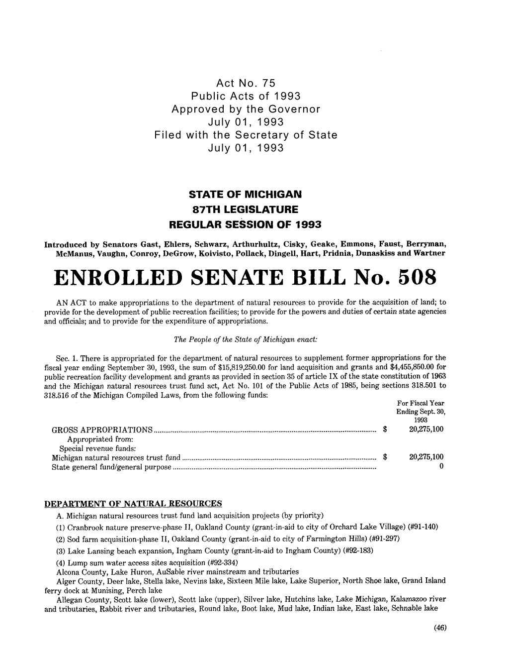 1993 Enrolled Senate Bill 0508