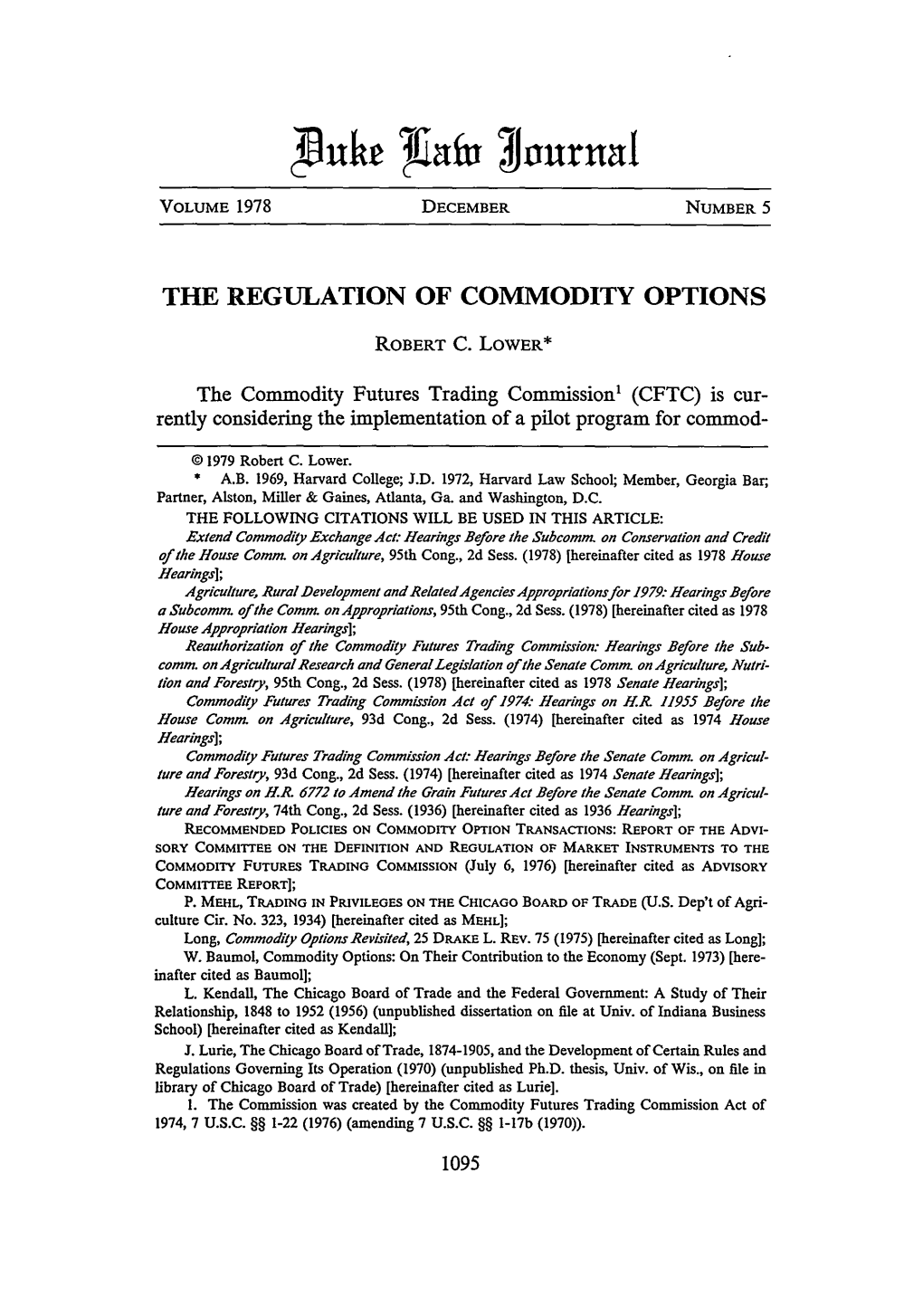 The Regulation of Commodity Options