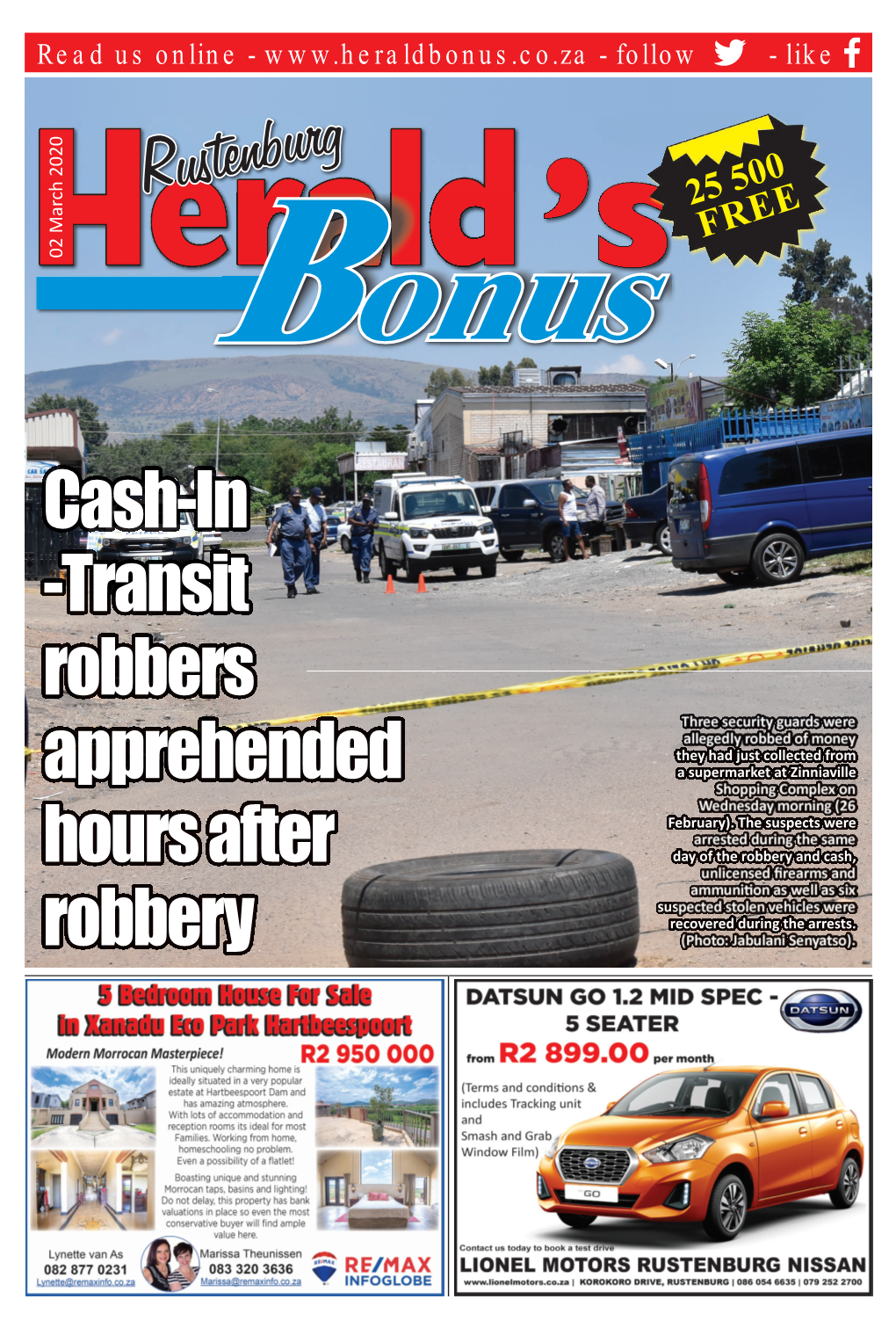 Cash-In -Transit Robbers Apprehended Hours After Robbery