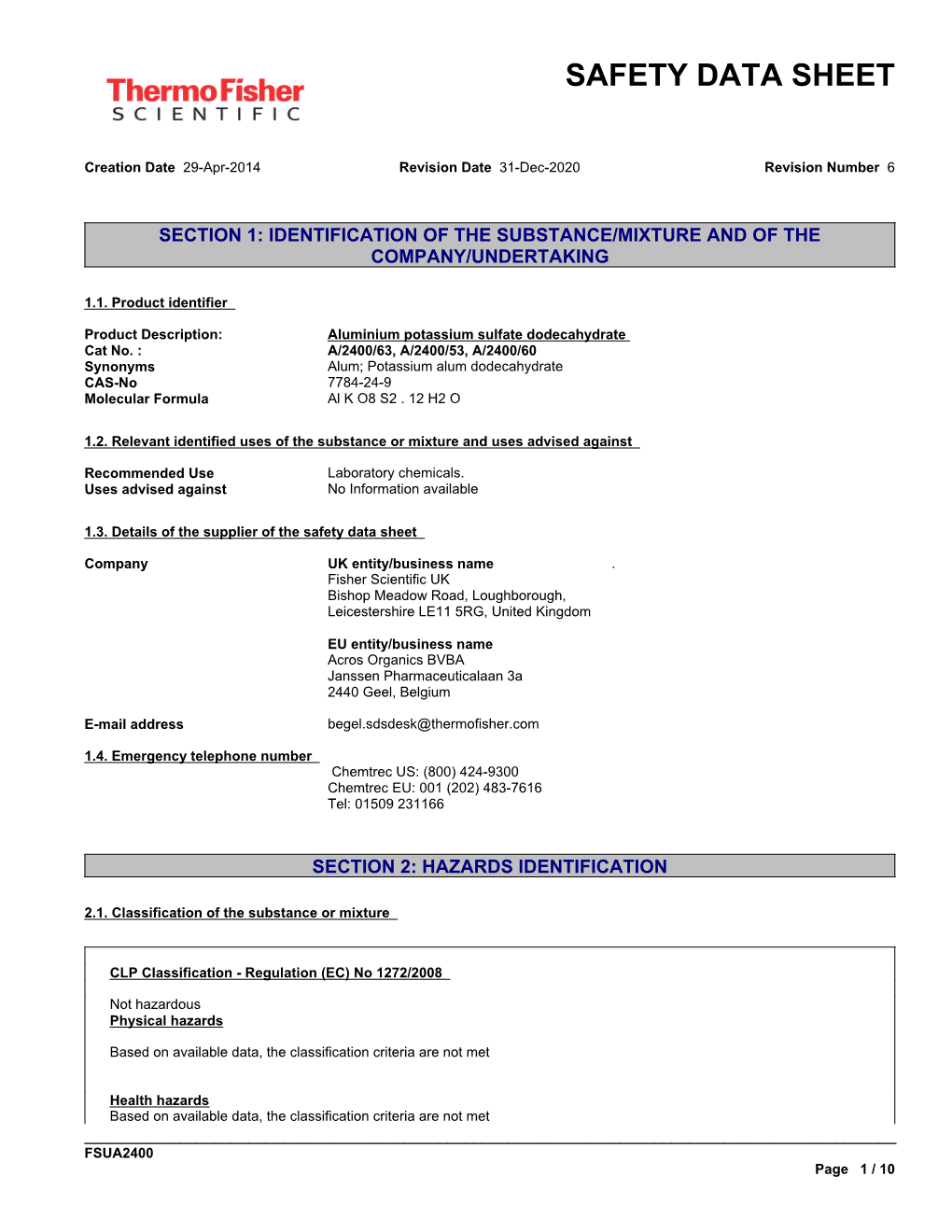 Safety Data Sheet