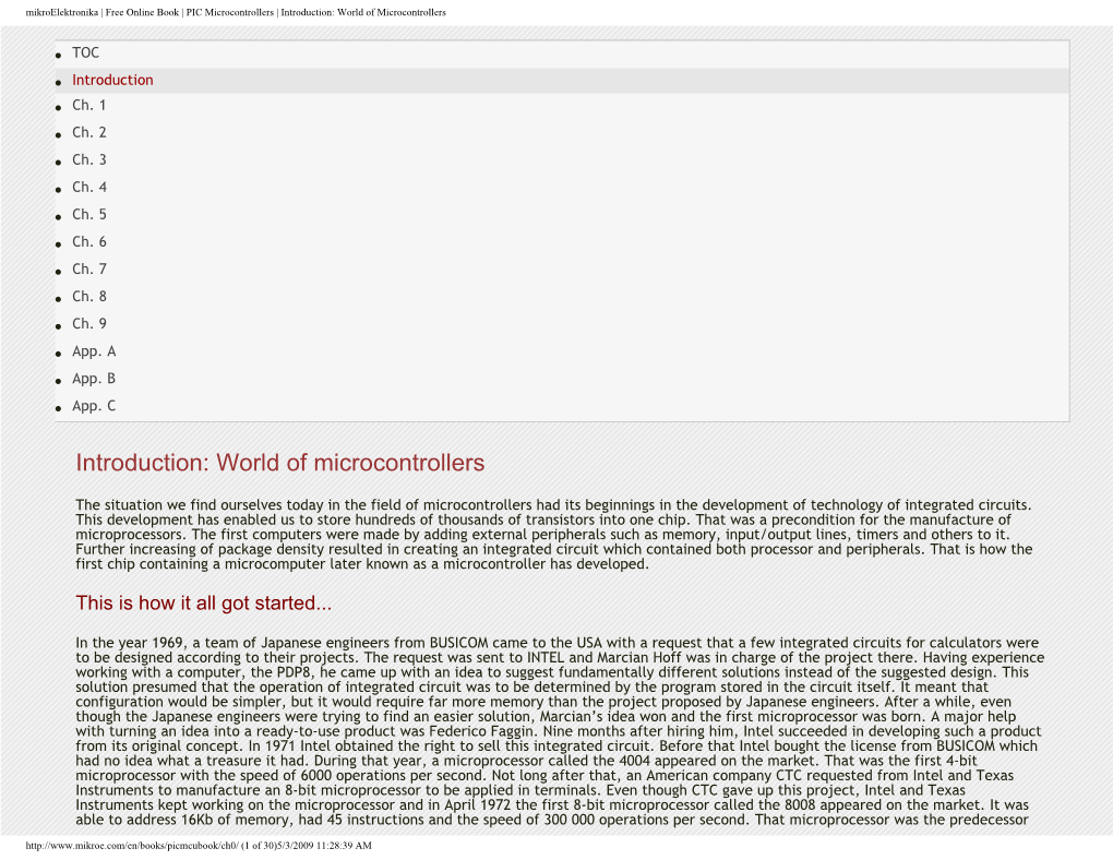Mikroelektronika | Free Online Book | PIC Microcontrollers | Introduction: World of Microcontrollers