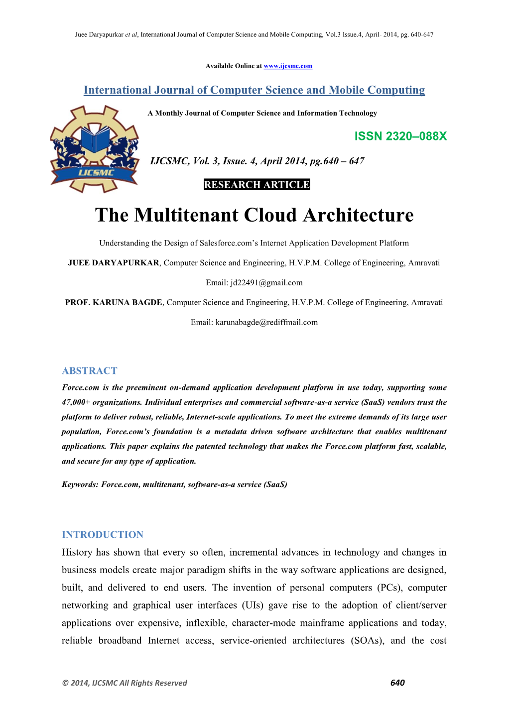 The Multitenant Cloud Architecture