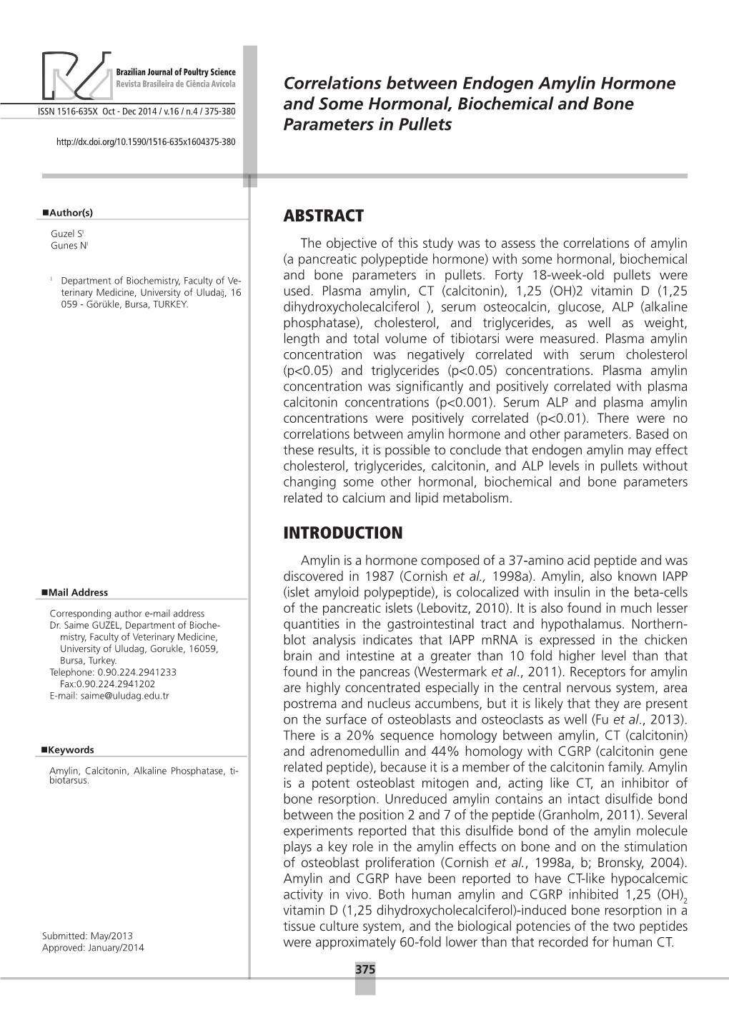 Correlations Between Endogen Amylin Hormone and Some