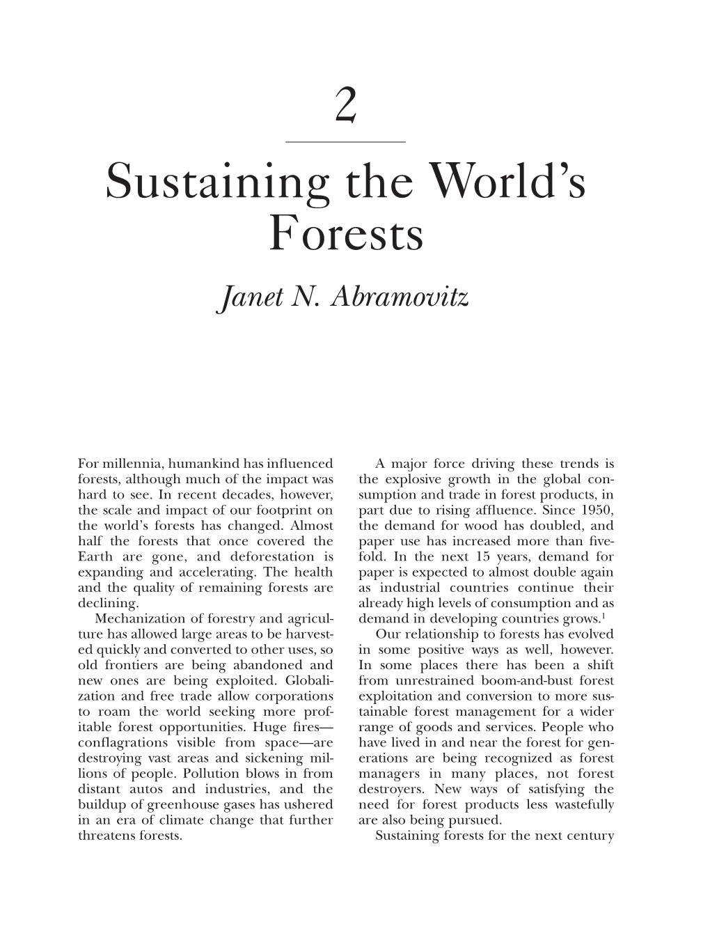 Sustaining the World's Forests