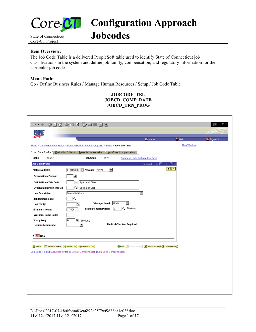 Configuration Approach - Jobcodes