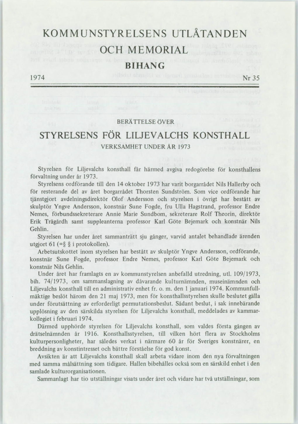 KOMMUNSTYRELSENS UTLÅTANDEN OCH MEMORIAL BIHANG 1974 Nr 35