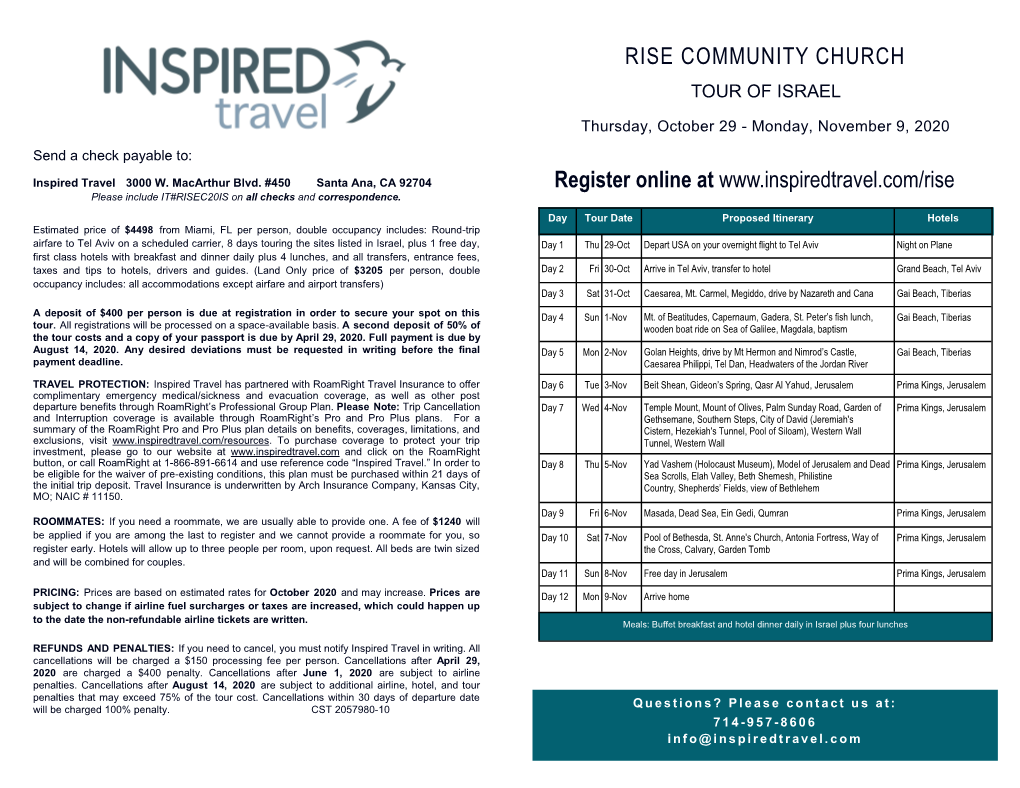 Rise Community Church Tour of Israel