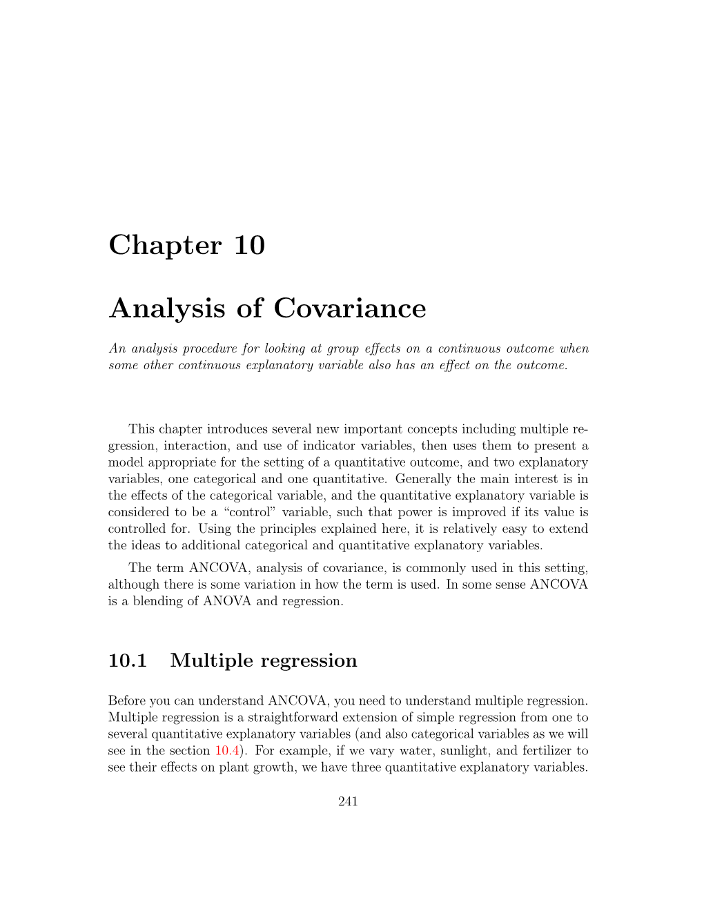 Chapter 10 Analysis of Covariance