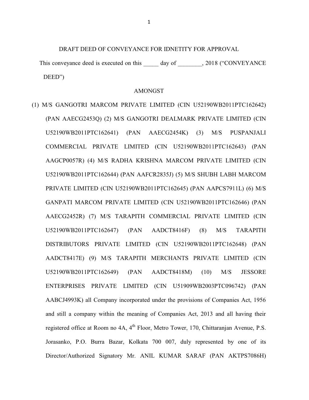 Conveyance for Idnetity for Approval