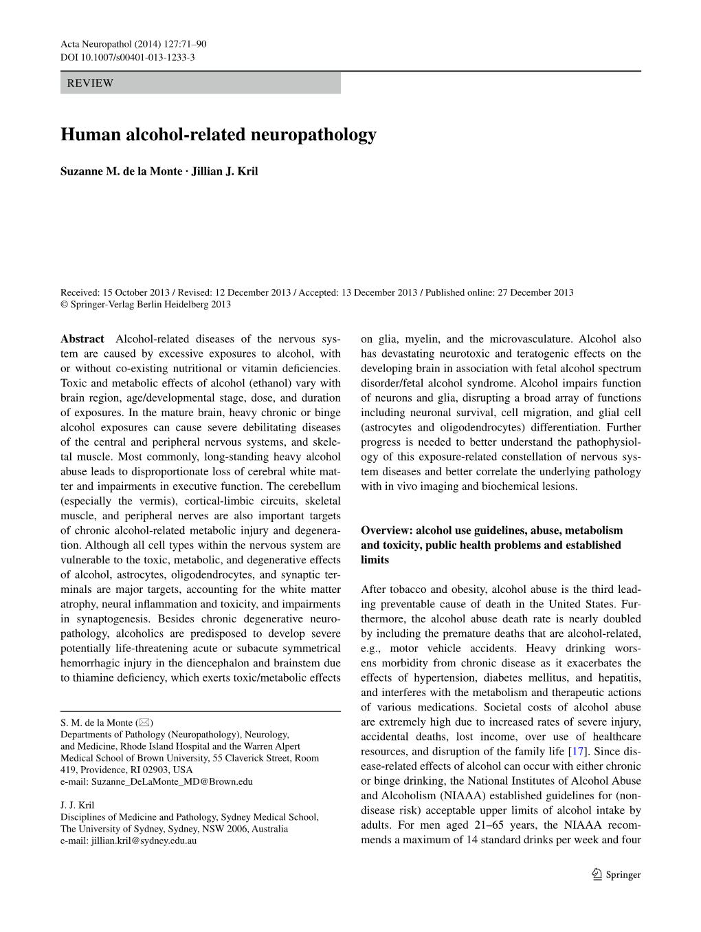 Human Alcohol-Related Neuropathology