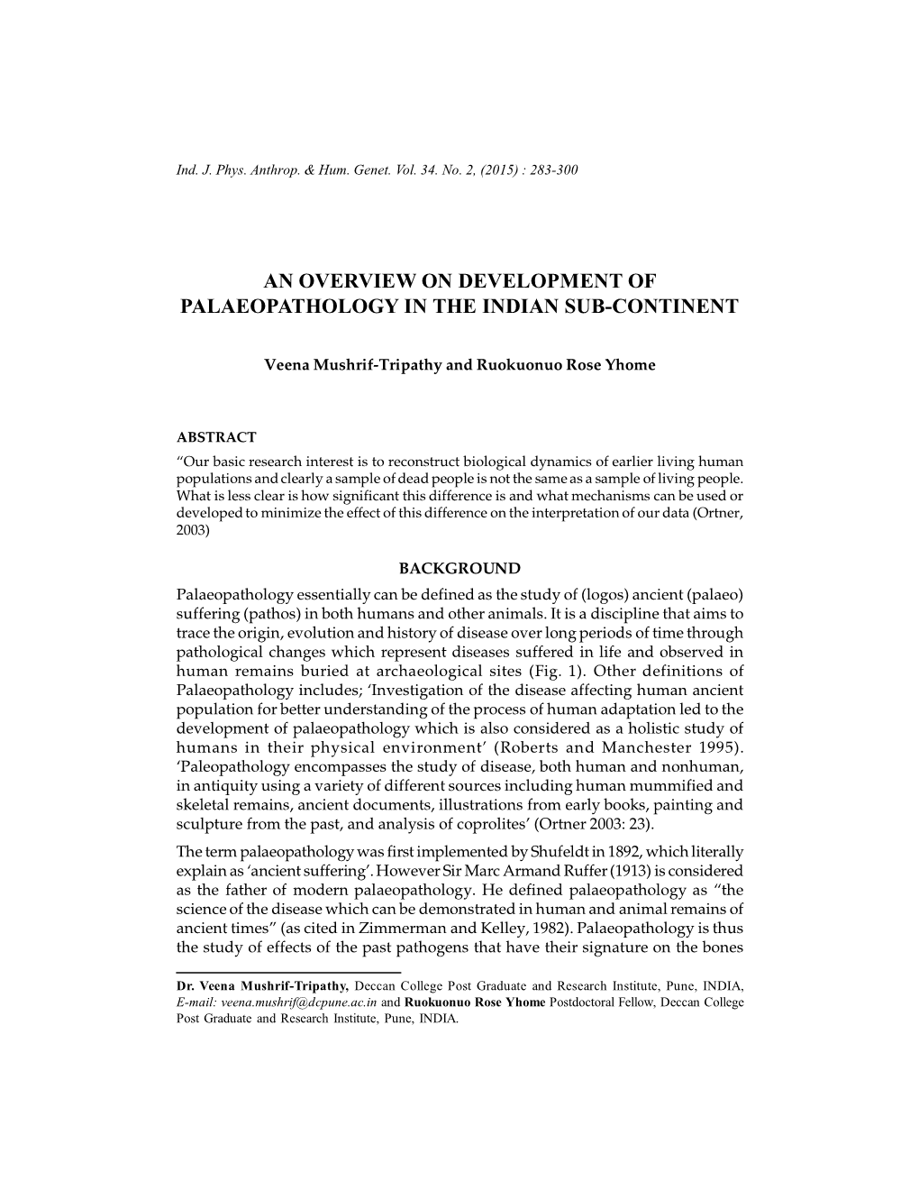 Article Discuss the Issue While Unfolding the Scope and Development of Human Skeletal Studies in India