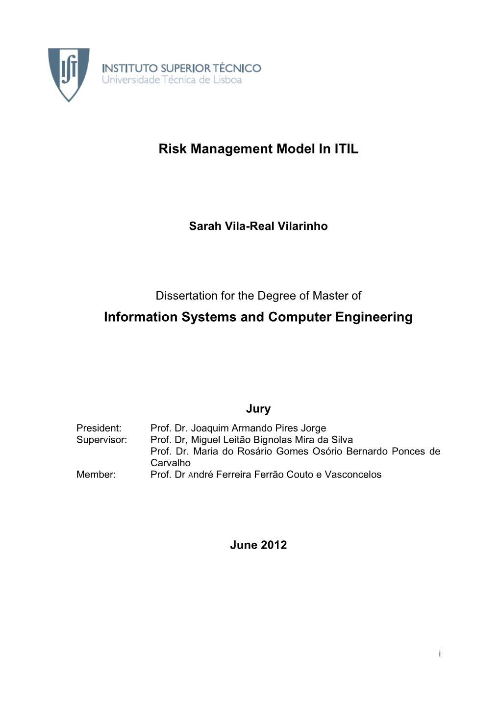 Risk Management Model in ITIL