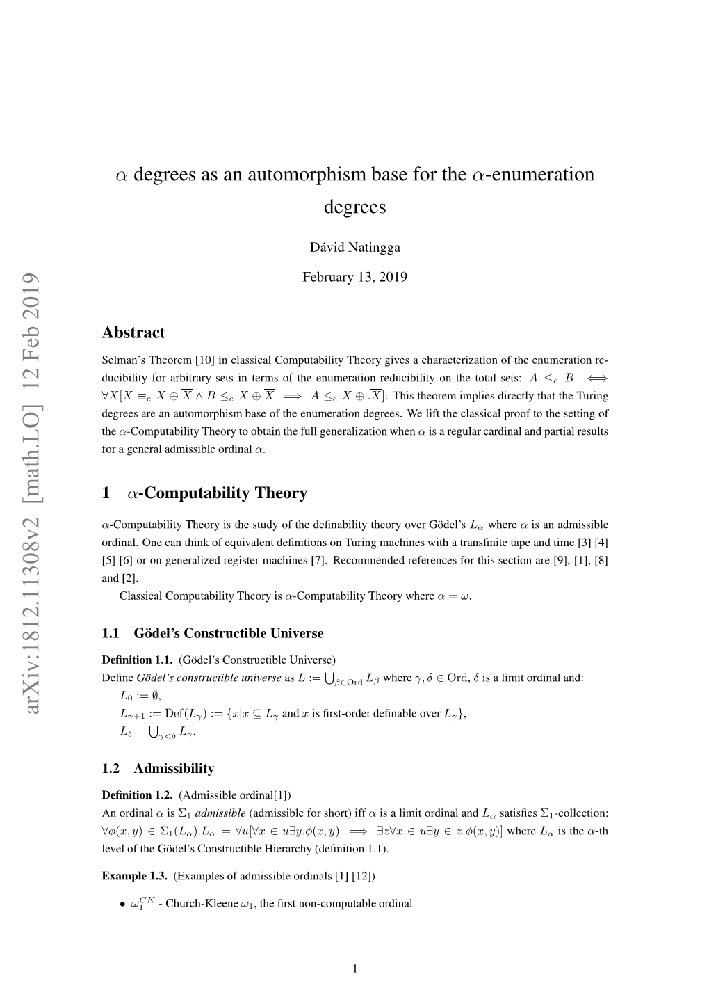 {\Alpha} Degrees As an Automorphism Base for the {\Alpha}-Enumeration