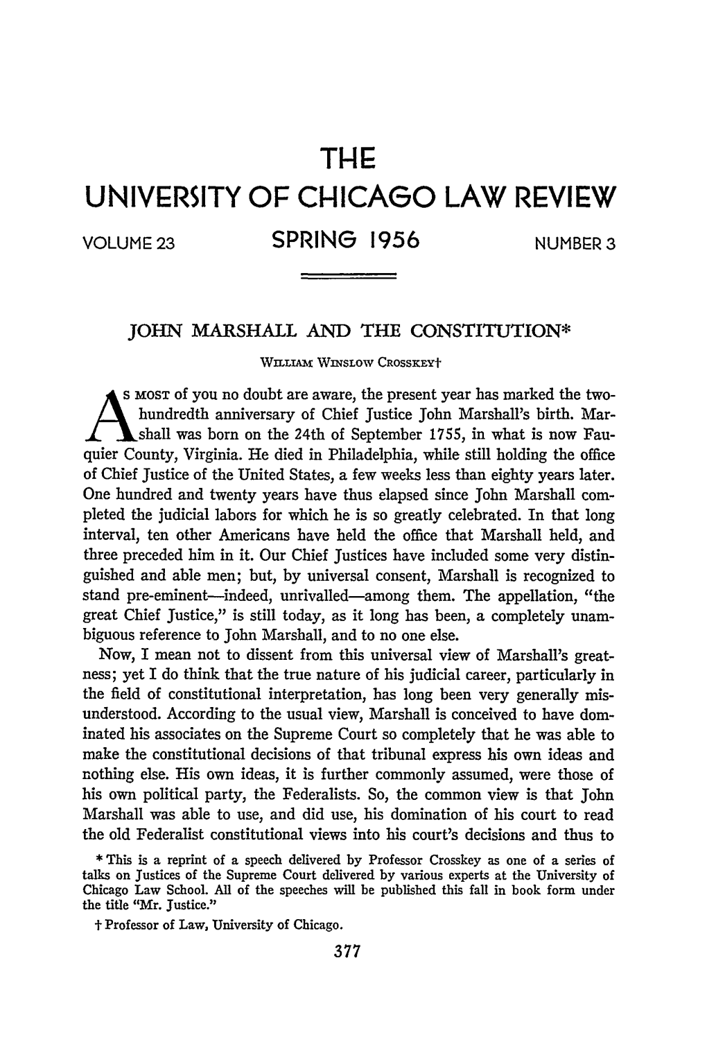 John Marshall and the Constitution*