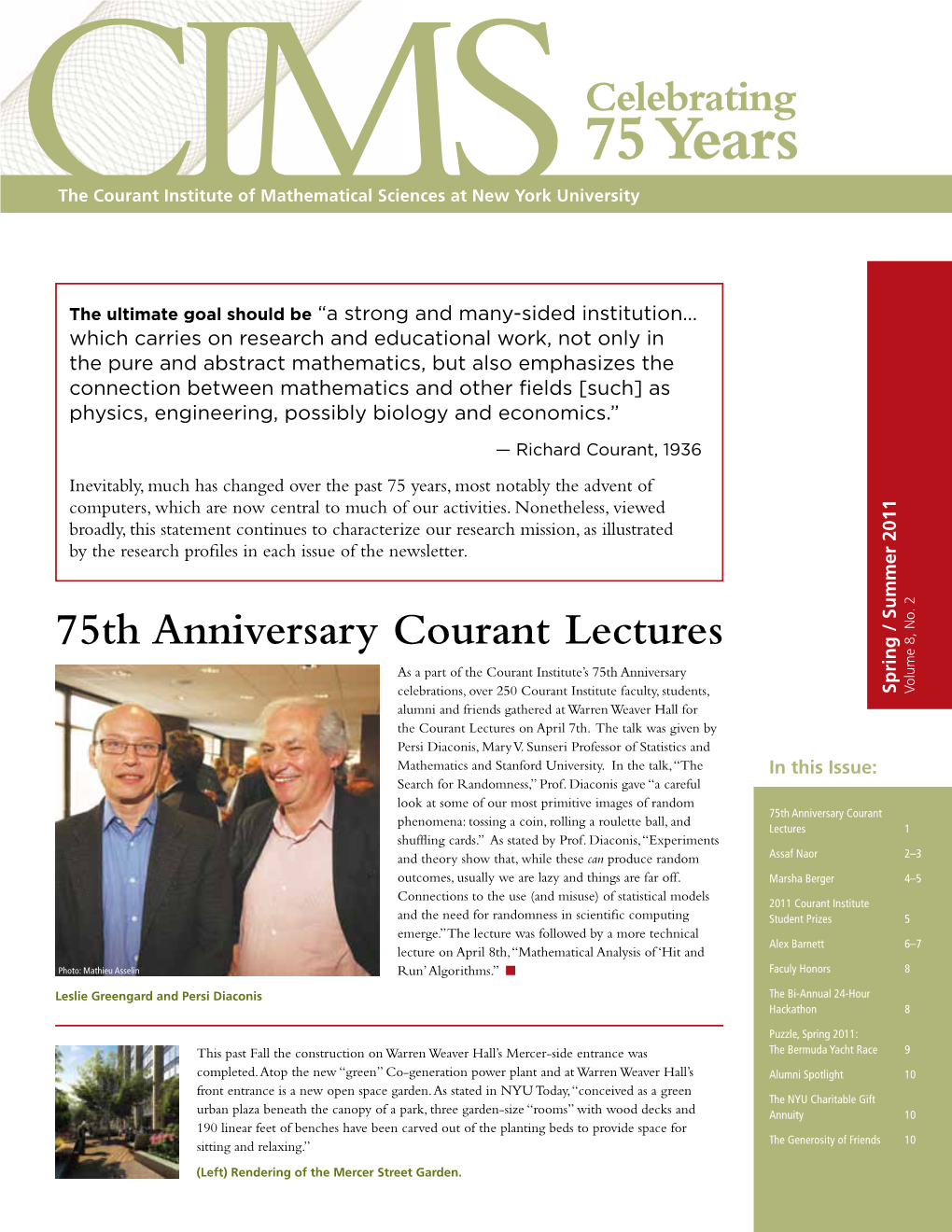 75 Years the Courant Institute of Mathematical Sciences at New York University